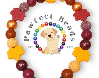 Collar para mascotas con cuentas de azúcar de arce / Cuentas acrílicas color chicle de 20 mm y cuentas focales de silicona