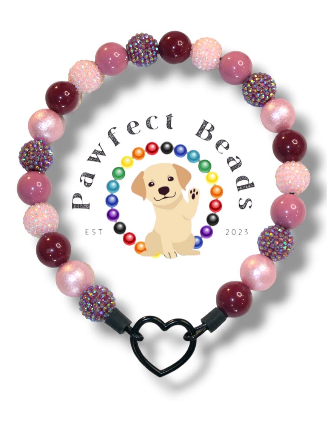 Beere Süßer perlenbesetzter Hund/Katze/Halskette/O-Ring Halsband/Martingale Kette | 20 mm Bubble Gum Acrylperlen