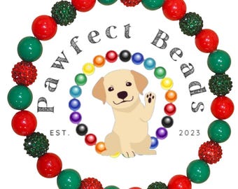 Festive Beaded Dog/Cat Necklace/O-Ring Collar | 20mm Bubble Gum Acrylic Beads