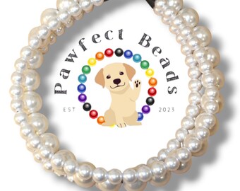 Girls and Their Pearls Double/Triple Beaded Dog/Cat O-Ring/Heart Ring Collar/Martingale Chain | 20mm and 12 mm Bubble Gum Acrylic Beads