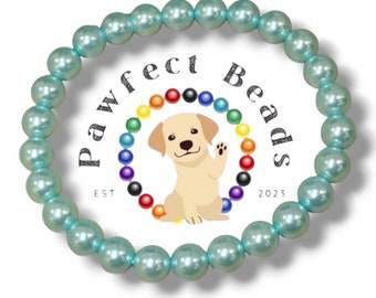 Blaue Perlen MINI Perlenhundehalsband/Katzenkette/O-Ring Halsband/Martingale Kette | 12 mm Bubble Gum Acrylperlen