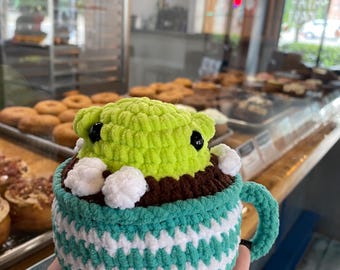 Hot chocolate frog crochet plushie amigurumi