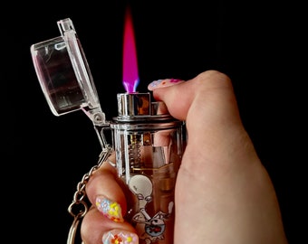 Multifunctional Colorful Flame Refillable Butane Torch Lighters | Waterproof Case | Windproof | Pink Flame~ Green Flame