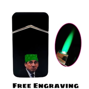 Michael Scott Green Flame nachfüllbares Butan-Feuerzeug