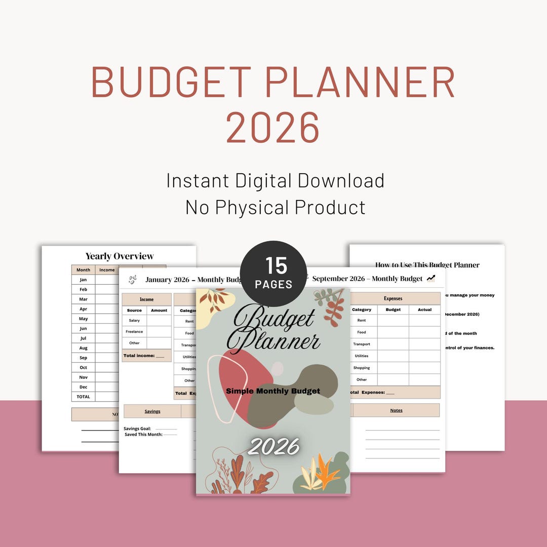 2026 Budget Planner Printable | Monthly Expense Tracker (PDF) - Etsy