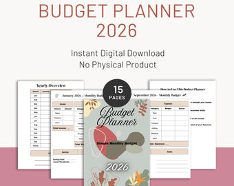 2026 Budget Planner Printable | Monthly Expense Tracker (PDF)