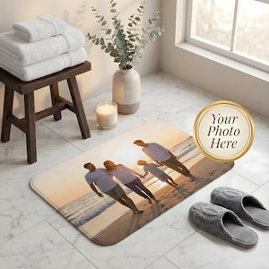 Custom Photo Bath Mat, Personalized Bathroom Mat, Memory Foam Microfiber Non-Slip Bath Rug, Photo Gift, Bathroom Decor