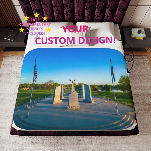 Personalized Blanket, Custom Design Photo, Home, Couch & Bedroom Decor, Sherpa, Bedding Cover Gift, Thank You For Your Service