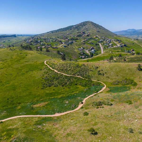 Colorado Horsetooth Mountain Hike Aerial Photo, Mountain Villas Centerpiece, Nature Print, Social Media Poster, Smartphone Wallpaper