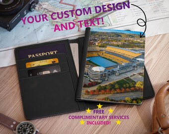 Personalized Wallet, Custom Photo, Passport Cover Gift, Credit Card Holder, RFID Blocking, Vegan, Pennsylvania Pittsburgh Acrisure Stadium