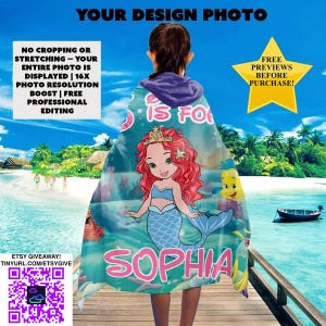Custom kids hooded towel, Personalized hooded towel, kids towel, children beach towel, hooded towel for toddlers, customized photo towel