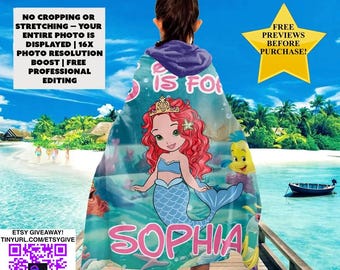 Custom kids hooded towel, Personalized hooded towel, kids towel, children beach towel, hooded towel for toddlers, customized photo towel