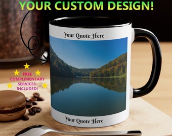 Personalized Coffee Mug, Custom Photo, Office & Home Decor, Family, Friends, Anniversary Gift, Autumn Leaves Ohio River