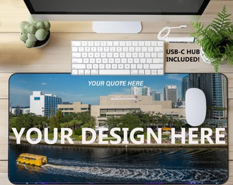 Personalized Desk Mat, Unique and Mouse Pad, Customize your Design Photo and Text, Office & Home Work Decor, Florida Tampa Water Taxi