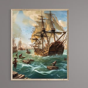 AFDRUKBARE muurkunst, digitale download, Boston Tea Party