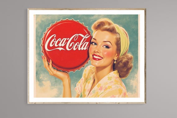 1950s Coca-cola Ad Print, Retro Pin-up Girl (digital Download) - Etsy