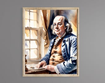 Benjamin Franklin Portrait Print, Founding Father Art (Digital Download)