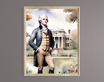 Thomas Jefferson Portrait Print: Declaration of Independence Art (Digital Download)