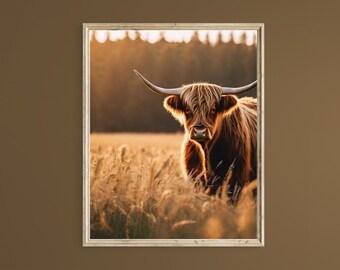 Scottish Highland, Long Haired Cattle, PRINTABLE wall art, digital download,