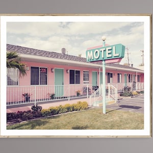 Motel Printable, Pink motel, Digital Download, Motel -- 1950&#39;s