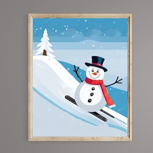 Printable Wall Art, Digital Download, Frosty the Snowman.  Looks great on Canvas