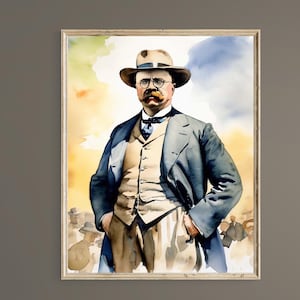 Teddy Roosevelt Watercolor Portrait Print: The Square Deal (Digital Download)