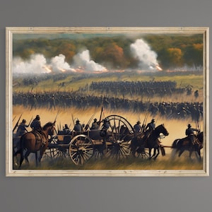 Battle of Antietam, PRINTABLE wall art , digital download, Painting of the Battle of Antietam in Maryland during the Civil War.