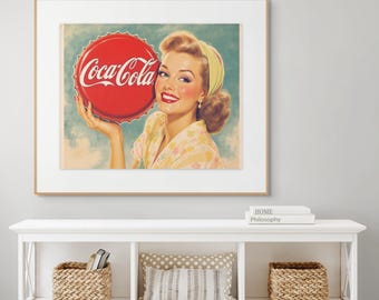 1950s Coca-cola Ad Print, Retro Pin-up Girl (digital Download) - Etsy