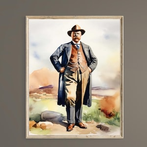 Teddy Roosevelt Watercolor Portrait Print: The Square Deal (Digital Download)
