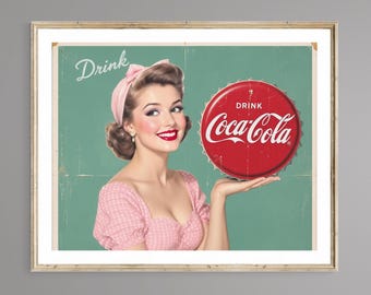 コカコーラ 1940 年代と 1950 年代の雑誌広告 6 点 - Etsy 日本