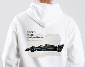 Bluza z kapturem Vintage Mercedes White | Formuła 1 | Bluza z kapturem F1 | F1 | Unisex | Lewis Hamilton | George Russell
