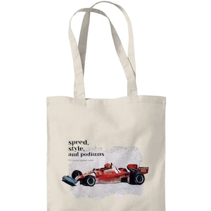 Formula 1 Inspired &#39;Speed, Style & Podiums&#39; Tote Bag - F1 | Tote Bag | Ferrari | Mclaren | Red Bull | Mercedes