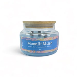Moonlit Muse, 8 oz Candle, Clean Candle, Scented Candle, Handmade, Home Decor Candle, Candle Gift, Ylang Ylang Scent, Woody Scent