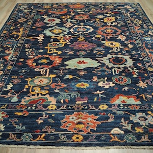 9x12 Blue Oushak Rug - Traditional Hand Knotted Rug - Oriental Rug - Wool Rug - Area Rug