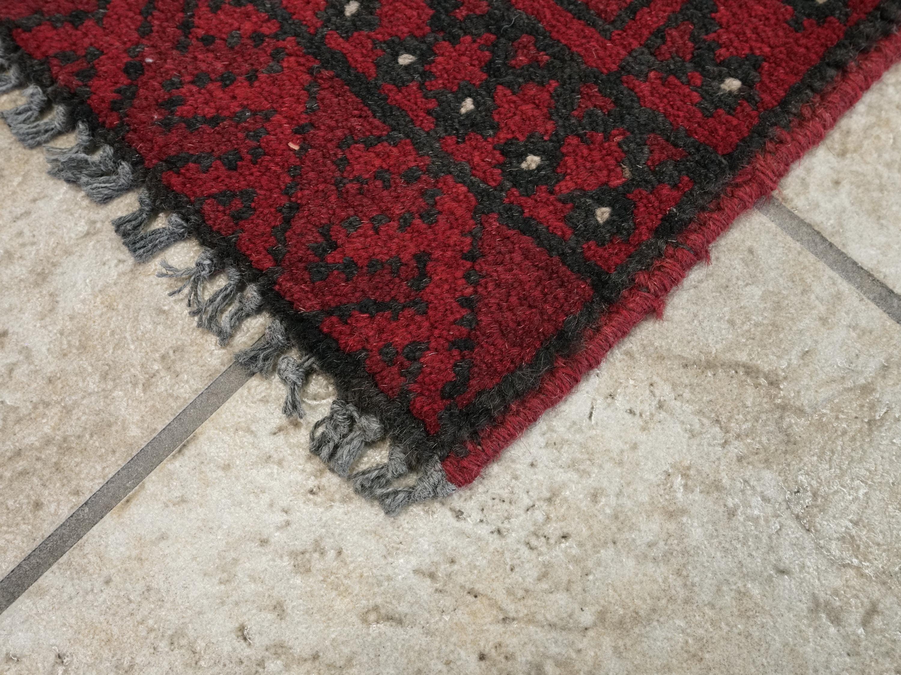 Tapis Afghan Ersari Noué Main – 2'0 X 2'11 – Design Traditionnel