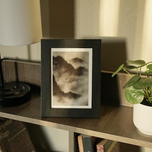 Cloudy Mountains - 4 x 6 Inch Charcoal Art Print - Wall Art - Home Decor