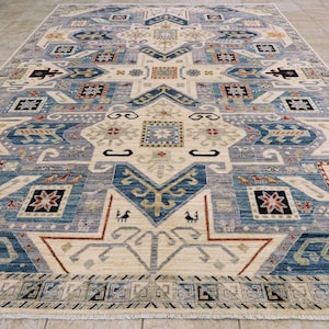 9x12 Ft Light Blue Turkish Rug - Traditional Hand Knotted Rug - Oriental Rug - Oriental Rug - Wool Rug