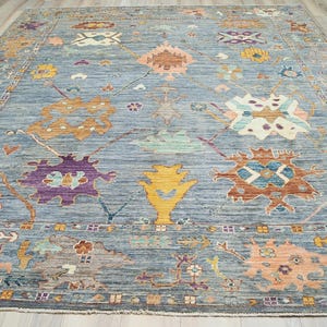9x12 Blue Oushak Rug - Traditional Hand Knotted Rug - Oriental Rug - Wool Rug - Area Rug