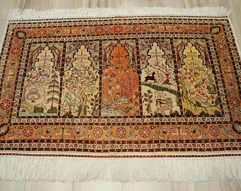 3x4 Ft Vintage Silk Rug - Vintage Silk Rug - Traditional Hand Knotted Rug - Hereke Rug - Fine Rug - Oriental Rug