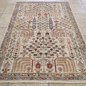 Handmade Afghan Serapi Rug - 3x5 Ft Beige Vintage Area Rug