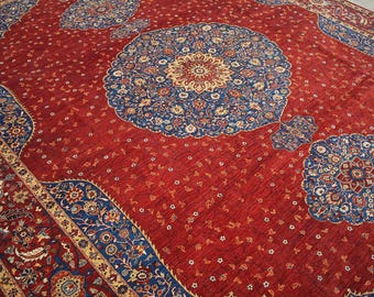 10x14 Ft Red Afghan Rug - Hand Knotted Area Rug