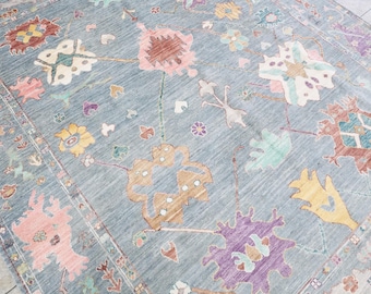 8x10 Ft Gray Oushak Rug - Hand Knotted Afghan Area Rug
