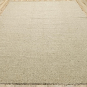 8x10 Ft Beige Kilim Rug - Traditional Flat Weaved Rug - Area Rug - Modern Rug - Rugs for Living room - Solid Rug