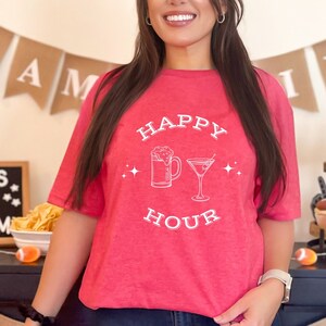 Happy Hour T-Shirt - Cheers to Beers & Martinis! - Unisex Jersey Short Sleeve Tee - Brunch Shirt - Cocktail Life - Matching Vacation Tee