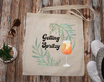 Italian Spritz Cotton Canvas Tote Bag - Aperitivo Cocktail Design