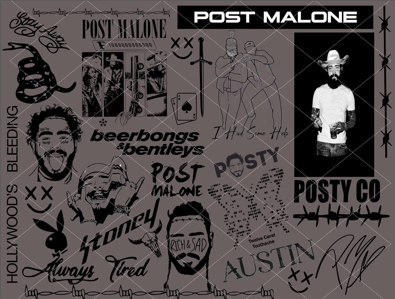 Posty Lettering Svg Post Malone SVG | Digital Download | Rapper SVG Cut File for Cricut ...