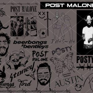 Post Malone SVG | Digital Download | Rapper SVG Cut File for Cricut & Silhouette | Tattoo Face PNG | Hip Hop Vector | Posty Fan Art Clipart