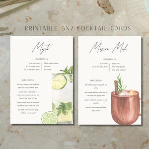 Cocktail Recipe Card Printable, Eight Printable Recipe Cards, Cocktail ...