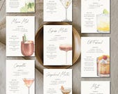 Cocktail Recipe Card Printable, Eight Printable Recipe Cards, Cocktail Recipes Set 1, Printable Drink Recipe Card, Cocktail Party Drink Card