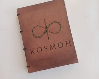 KOSMOH Organic Handmade 100% Recycled Paper Journal with Embroidered Logo, Eco-friendly Deckle Edge Dairy, Personal Journal For Sketching